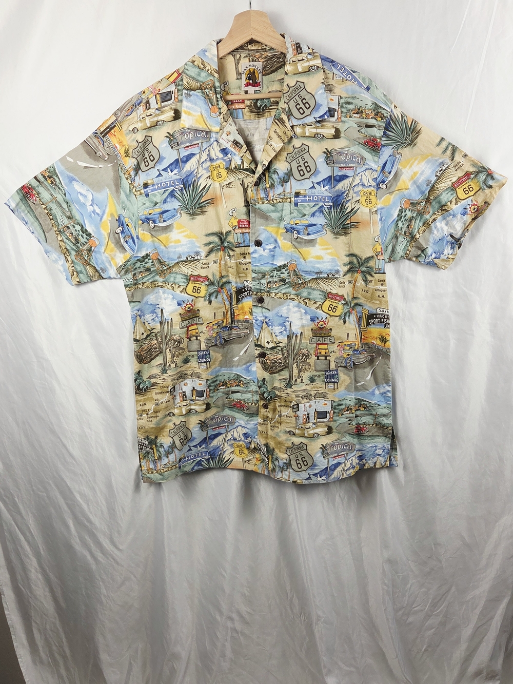 Max Boxxer Casual Camp Collar Route 66 Travel Print Short Sleeve Shirt Size XXL